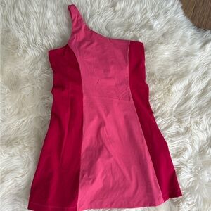 Outdoor Voices one shoulder dress red and pink medium